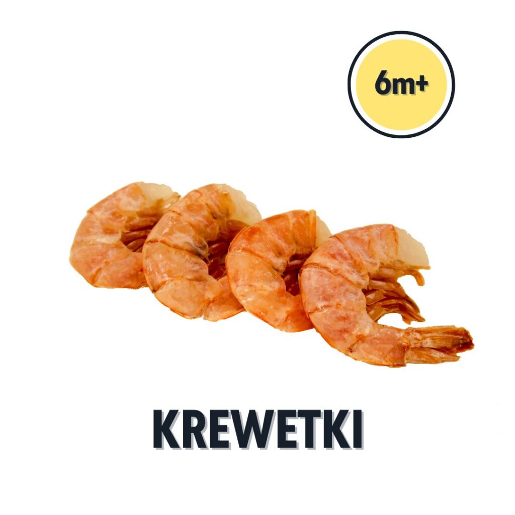 4 krewetki leżące w rzędzie