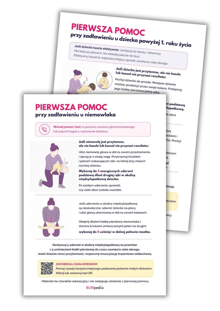 plansze dotyczące pierwszej pomocy przy zadławieniu u niemowląt i dzieci