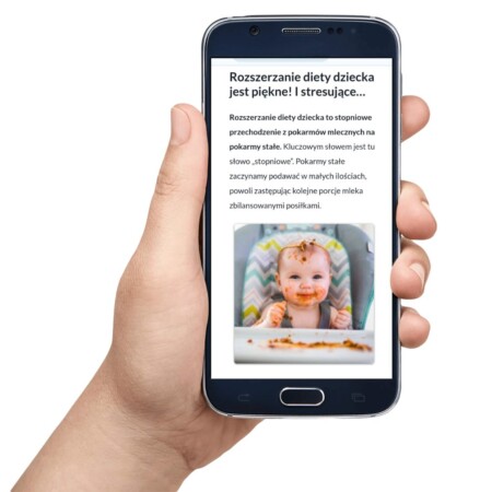 artykuł z BLWpedii wyświetlony na telefonie trzymanym w dłoni