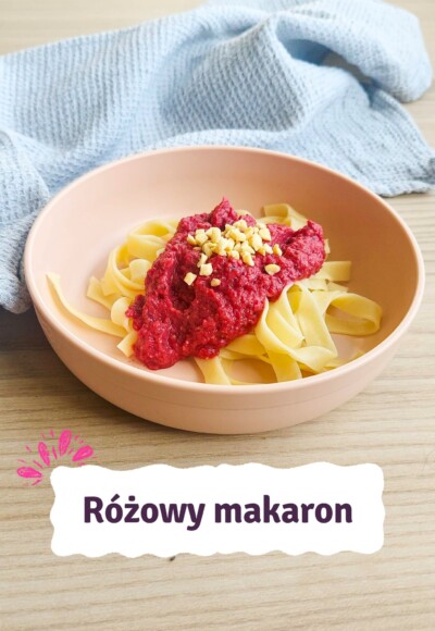 Żelazne BLW - przepis - Różowy makaron